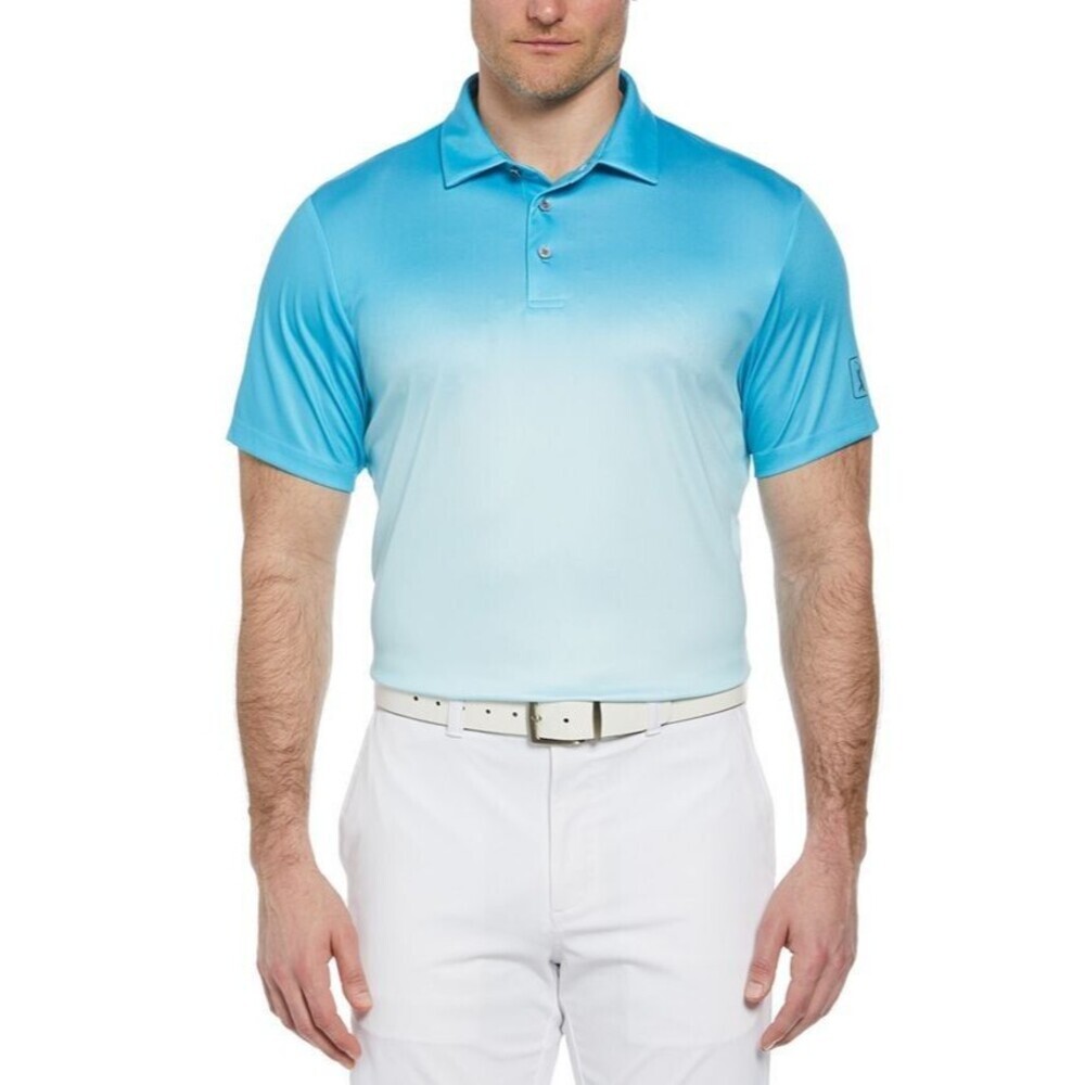 PGA TOUR Men's Classic-Fit Stretch Performance Ombré Golf Polo Shirt Blue XXL